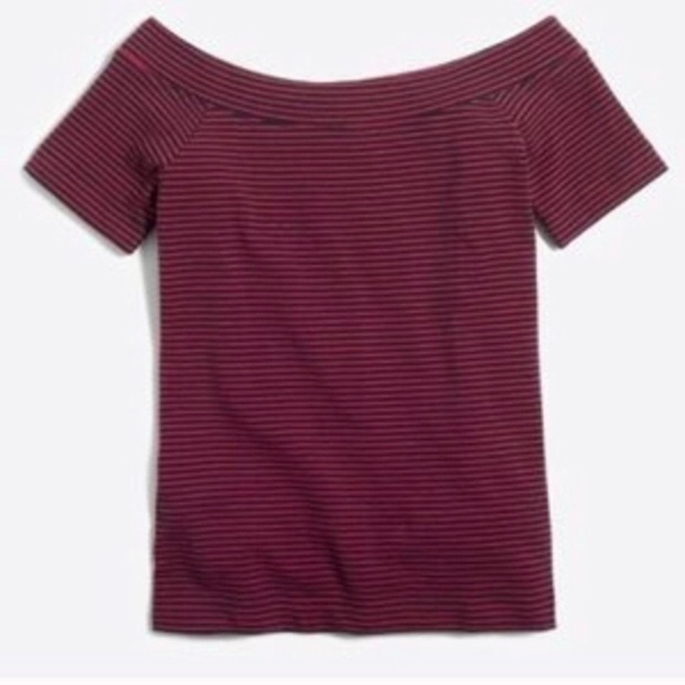 J. Crew Factory Off the Shoulder Red/Navy Top XXL - Picture 3 of 3